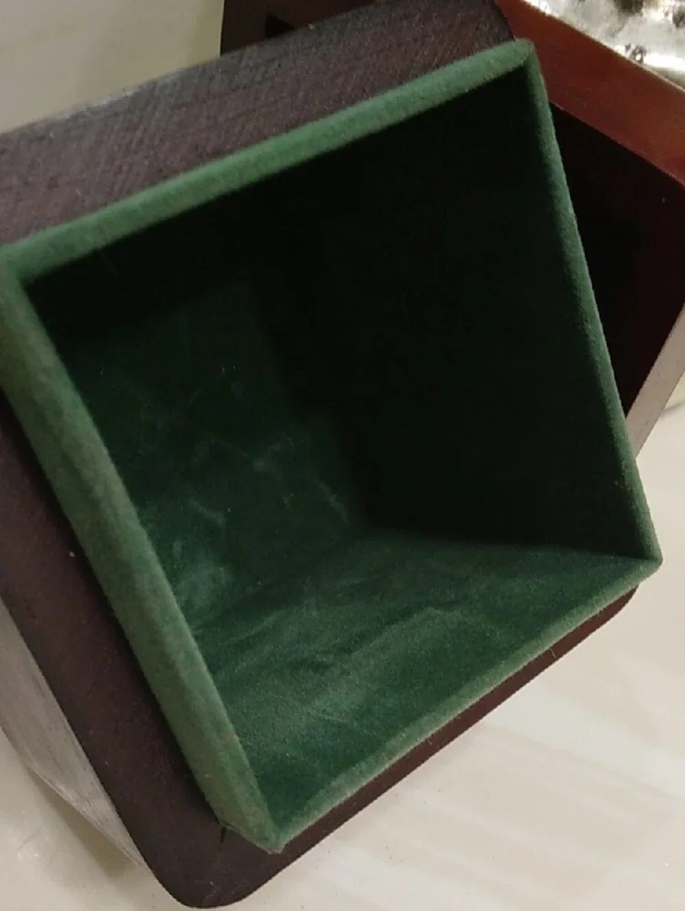 Eddie Bauer Dark Wood Square Jewelry Cufflinks Box